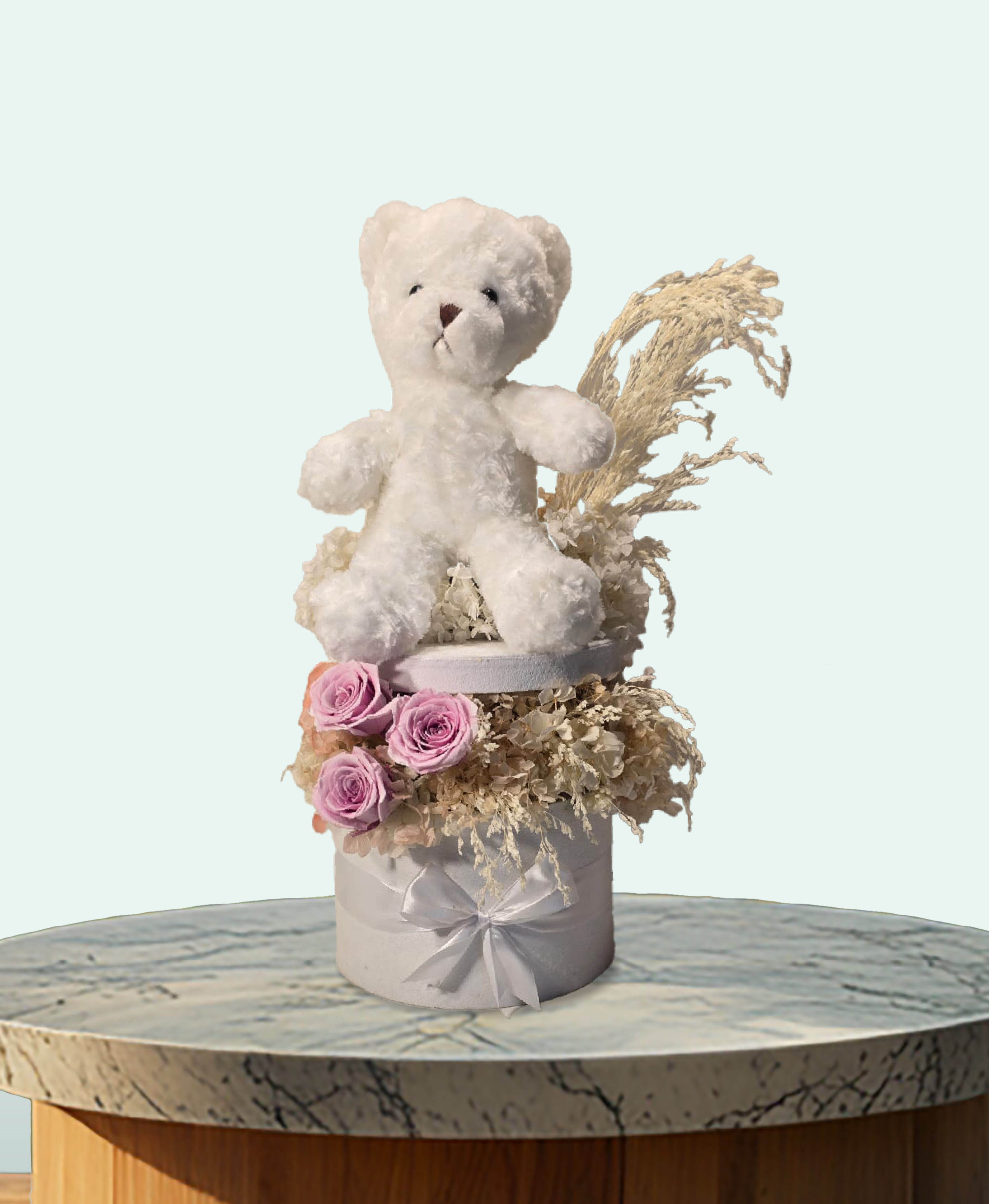 Ivory Teddy Floral Box